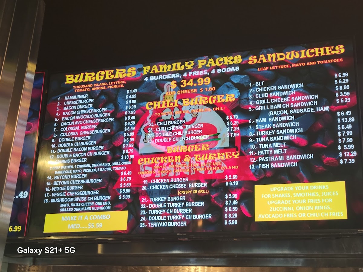 Giannis Burgers Menu - Image 1